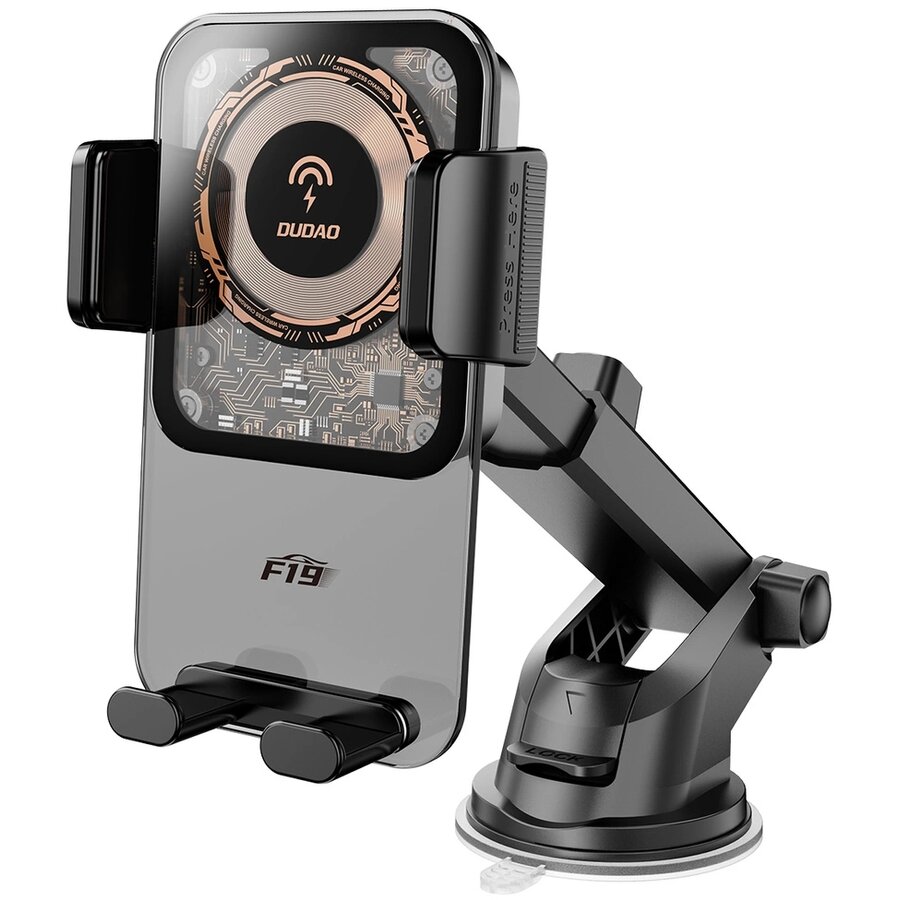 F19, Dashboard / Air Vent Mount, Incarcare Wireless 15W, Negru