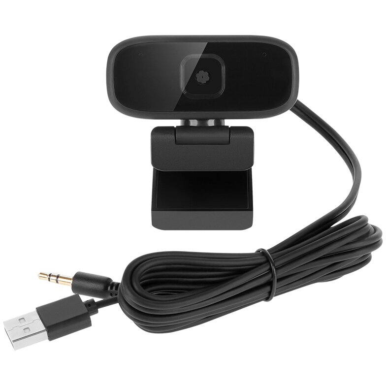 Camera Web Rebel 720p CMOS 1280 x 720px Microfon Stereo 30fps Negru — imaginea 3