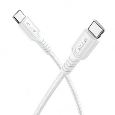 Cablu Date și Încărcare Borofone USB-C - USB-C BX116 Certain 60W 1m Alb