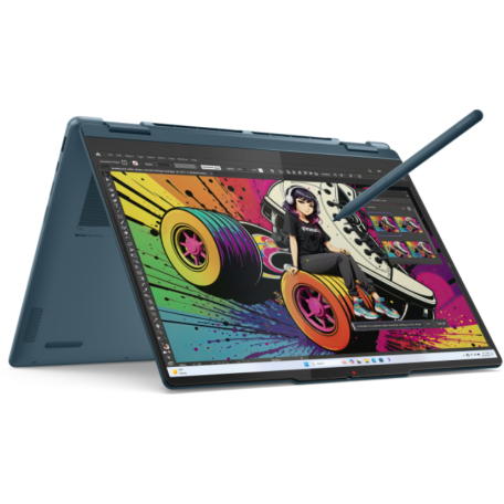 Laptop 14'' Yoga 7 2-in-1 14AKP10, 2.8K OLED 120Hz Touch, Procesor AMD Ryzen Al 7 350 (16M Cache, up to 5.0 GHz), 32GB LPDDR5X, 1TB SSD, AMD Radeon 860M, Win 11 Home, Tidal Teal, 3Yr Onsite Premium Care - imagine 2