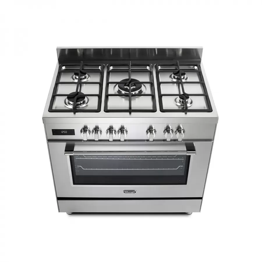 Aragaz Profesional Delonghi PRO 96 MX ED RO 5 Arzatoare Gaz + Electric L 90Cm Grill Inox — imaginea 2