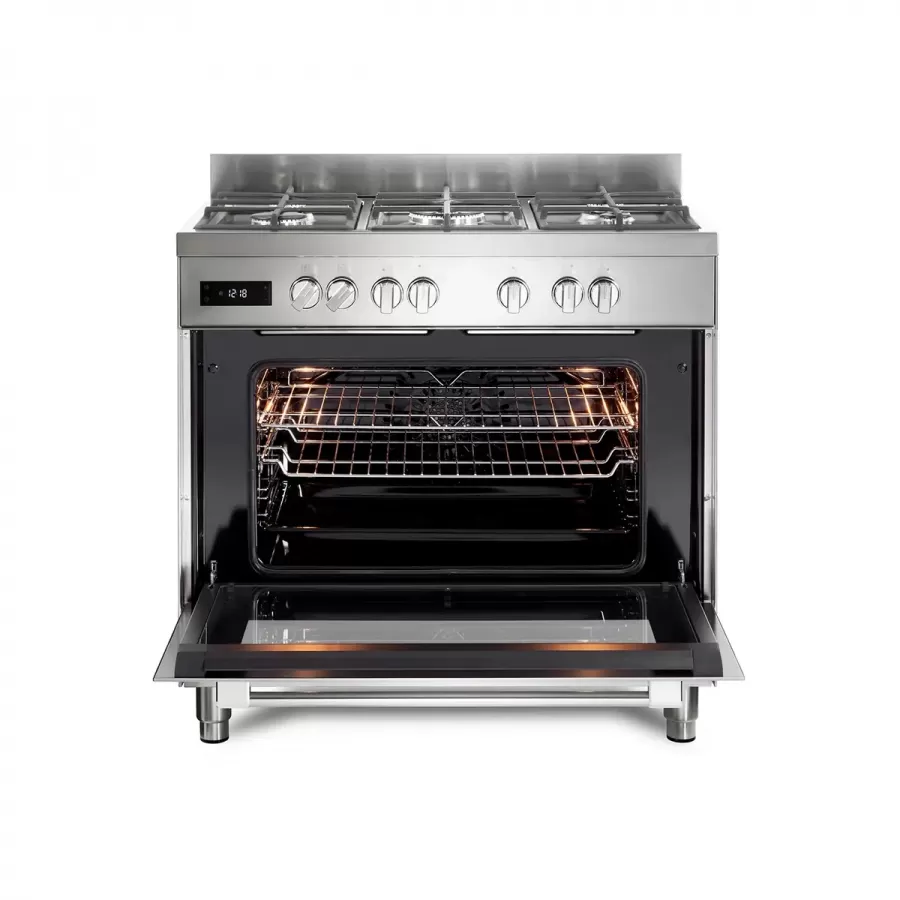 Aragaz Profesional Delonghi PRO 96 MX ED RO 5 Arzatoare Gaz + Electric L 90Cm Grill Inox — imaginea 3