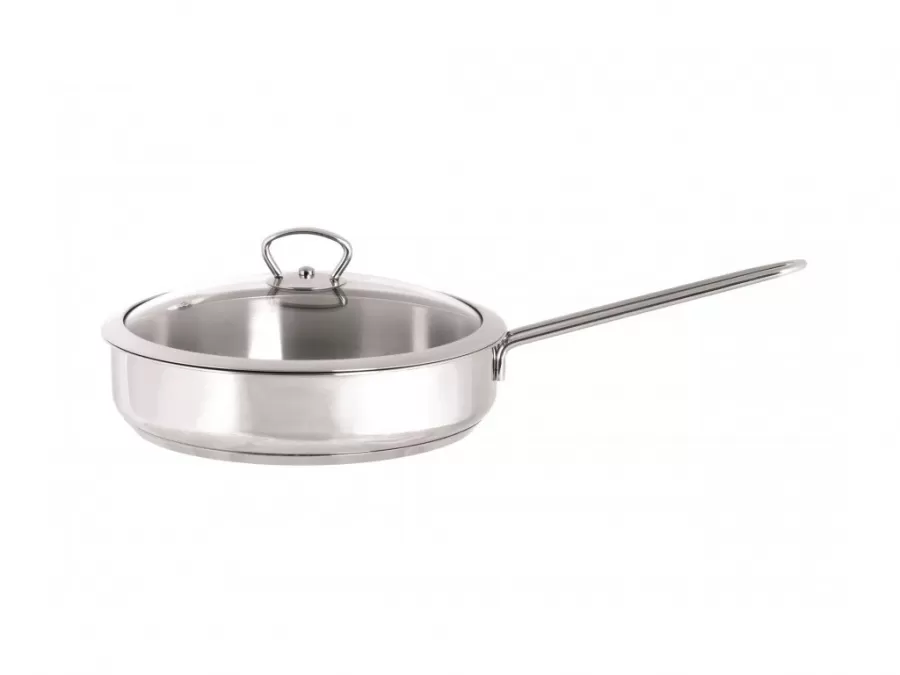 Tigaie Metalac 2.4L Cu Capac Din Sticlă Kulinaria 24Cm Argintiu