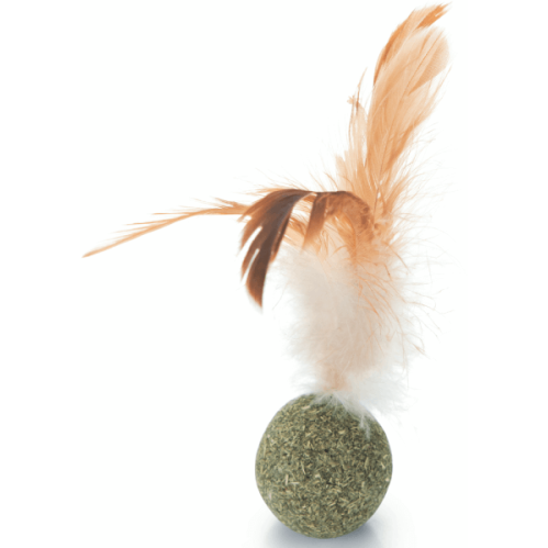 Jucărie pentru Pisici Beeztees Bilă Catnip cu Pene 12CM Maro