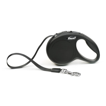 Lesă Retractabilă pentru Câini flexi New Classic Mărime XS cu Banda 3M Negru
