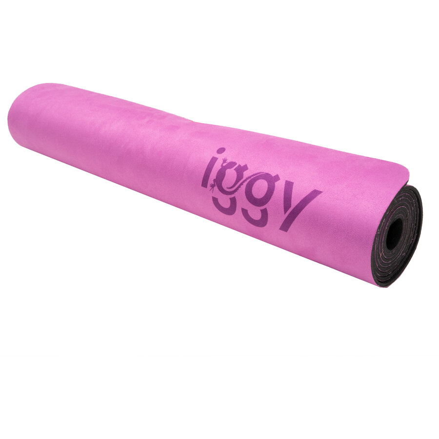 Saltea Yoga Iggy Cauciuc Natural Acoperit cu Suede (Microfibra) 1830 x 680 x 4MM Roz/Negru — imaginea 2