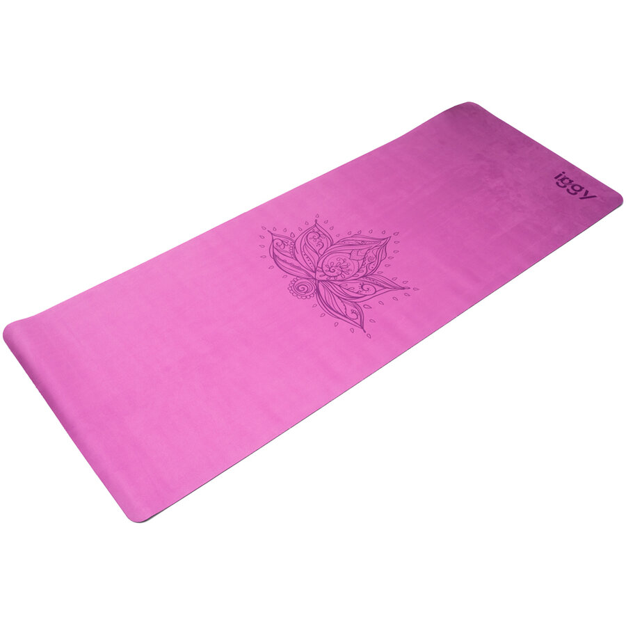 Saltea Yoga Iggy Cauciuc Natural Acoperit cu Suede (Microfibra) 1830 x 680 x 4MM Roz/Negru — imaginea 3