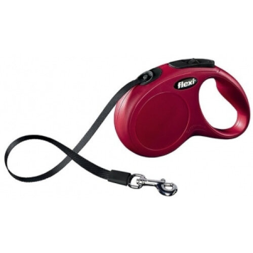 Lesă Retractabilă pentru Câini flexi New Classic cu Banda Mărime S 5M Roșu