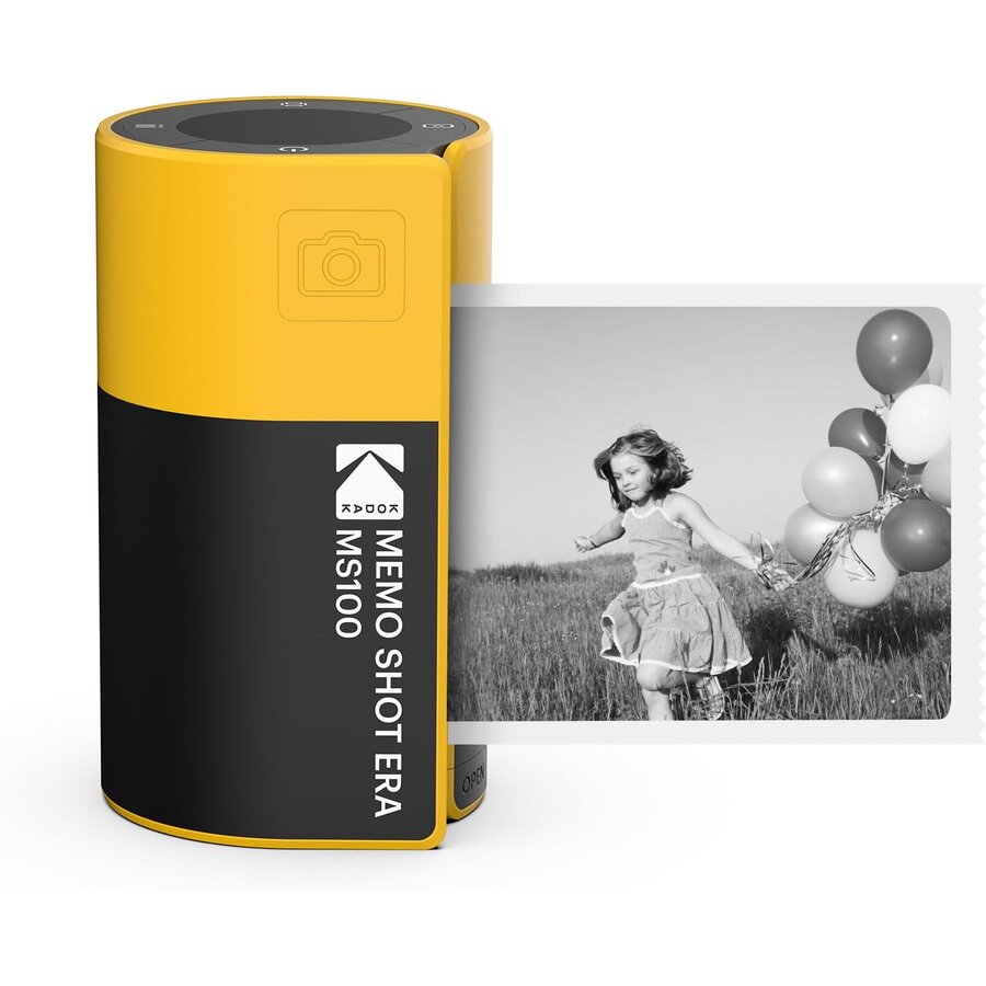 Imprimanta de Etichete si Aparat Foto Instant 2in1 Memo Shot Era Portabil Ecran LCD Bluetooth Galben/Negru