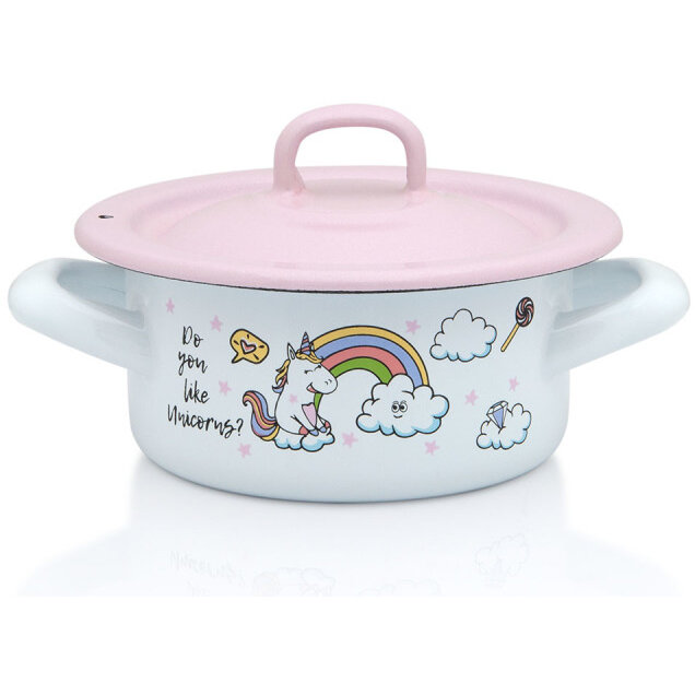 Cratita 0.75l cu capac Unicorn Metalac email/12cm/0.75l - imagine 2