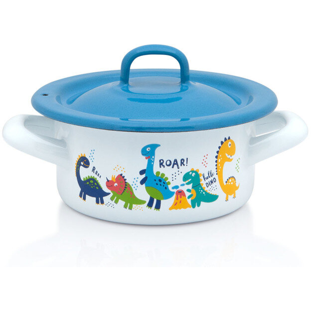 Cratita 0.75l cu capac Dino Metalac email/12cm/0.75l - imagine 2