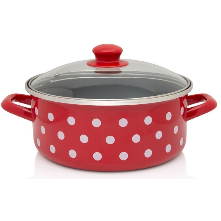 Cratita 2.75l cu capac din sticla Tufne Metalac email/20cm/2.75l - imagine 2