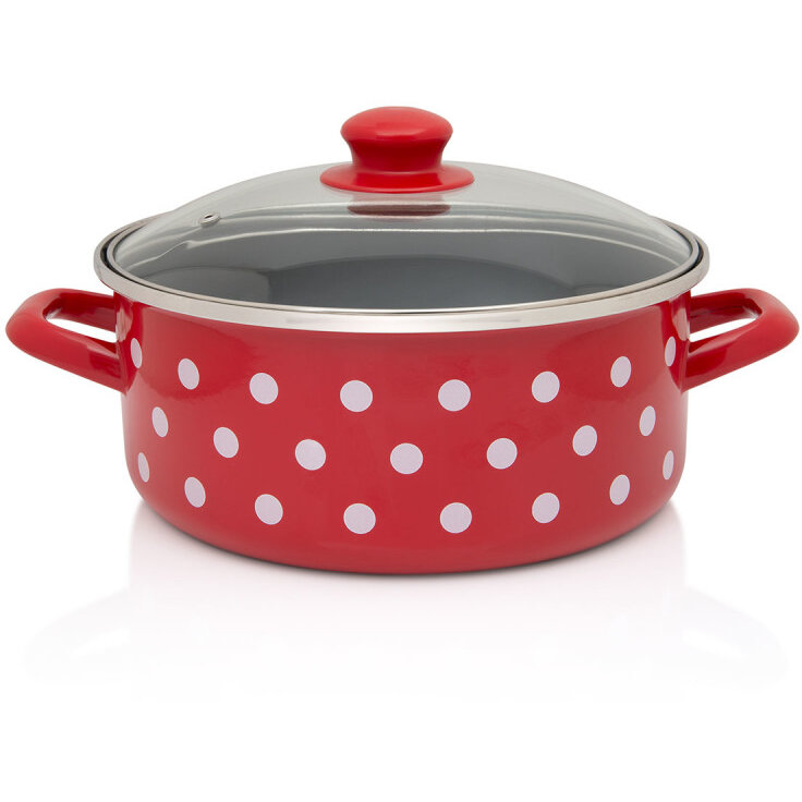 Cratita 4.75l cu capac din sticla Tufne Metalac email/24cm/4.75l - imagine 2