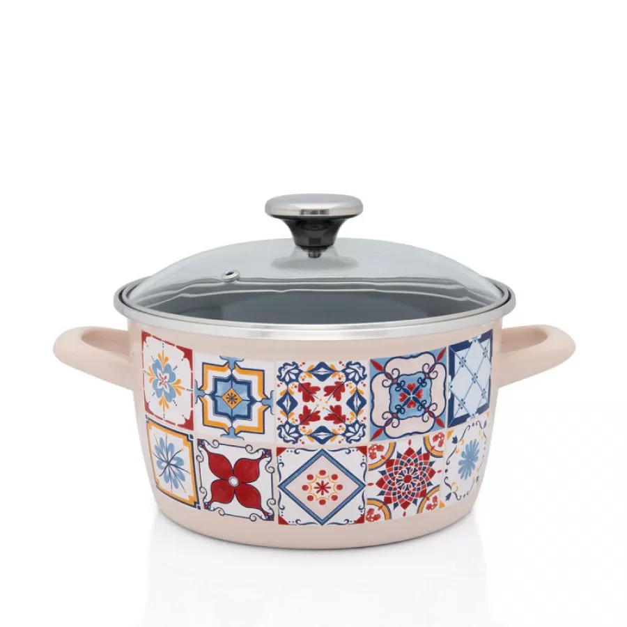 Oală cu Capac de Sticlă Metalac Porto Capacitate 6L Diametru 24CM Multicolor