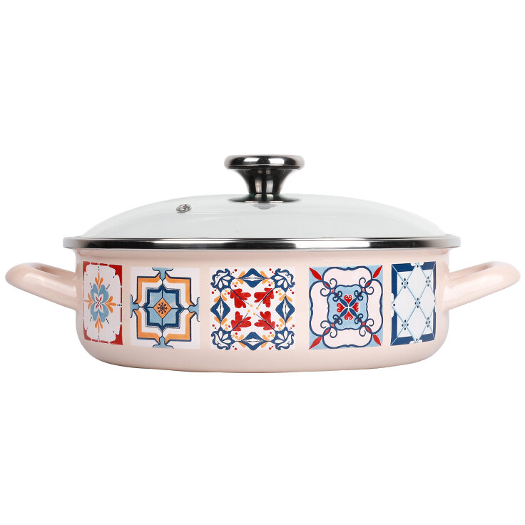 Cratita 3.6l cu capac din sticla Porto Metalac email/24cm/3.6l - imagine 2