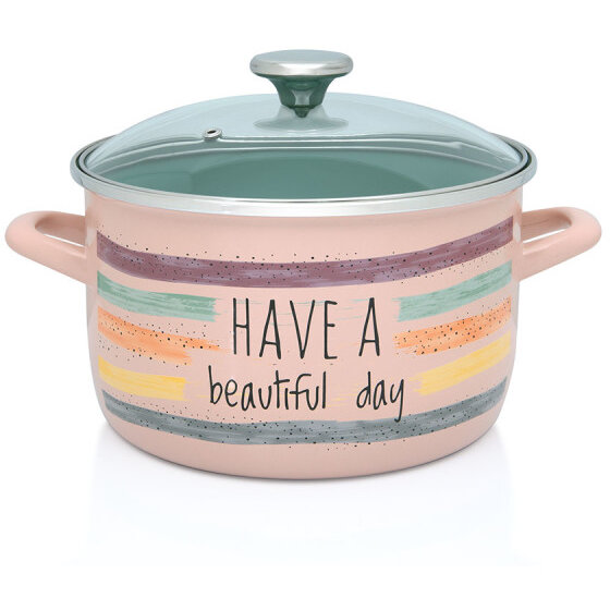 Oala 2l cu capac din sticla Divan Dan  Metalac email/16cm/2l - imagine 2