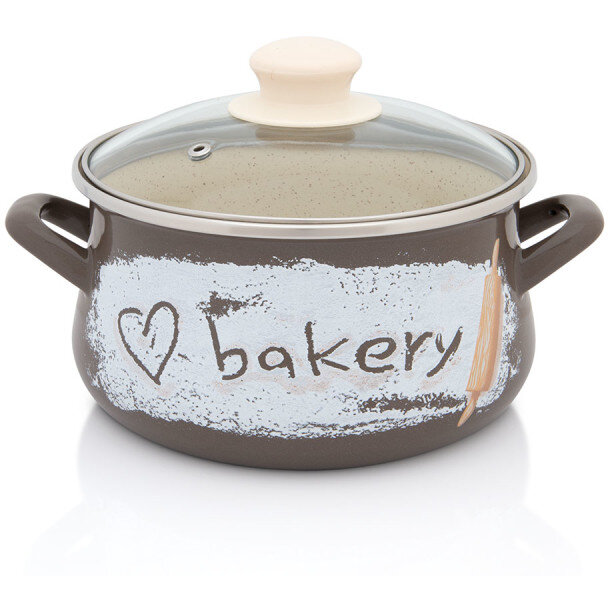 Oala 3l cu capac de sticla Bakery Metalac email/18cm/3l - imagine 2