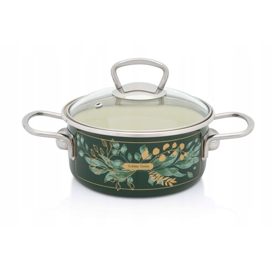 Cratita 1.5l capac din sticla Golden Times Metalac email/16cm/1.5l - imagine 2