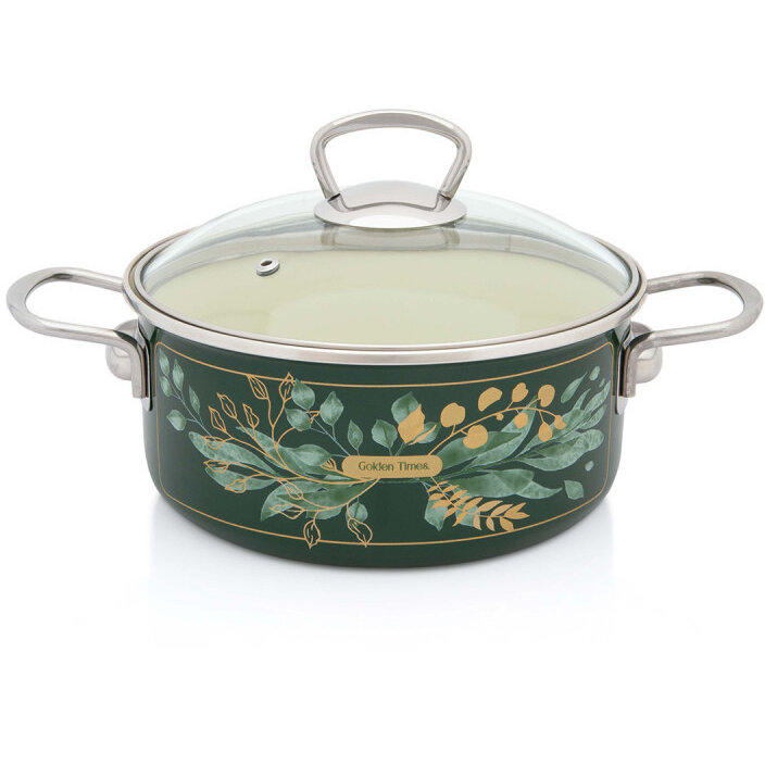 Cratita 2.75l cu capac sticla Golden Times Metalac email/20cm/2.75l - imagine 2