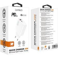 Incarcator Retea QC3.0 PD 45W 1xUSB 1xUSB Type-C Alb