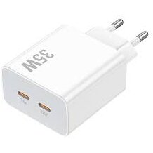 Incarcator Retea QC3.0 PD 35W 2xUSB Type-C Alb
