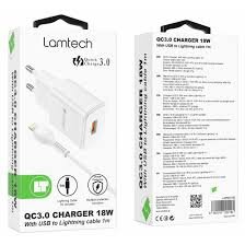 Incarcator Retea 18W QC3.0 1xUSB Cablu Lightning 1m Inclus Alb