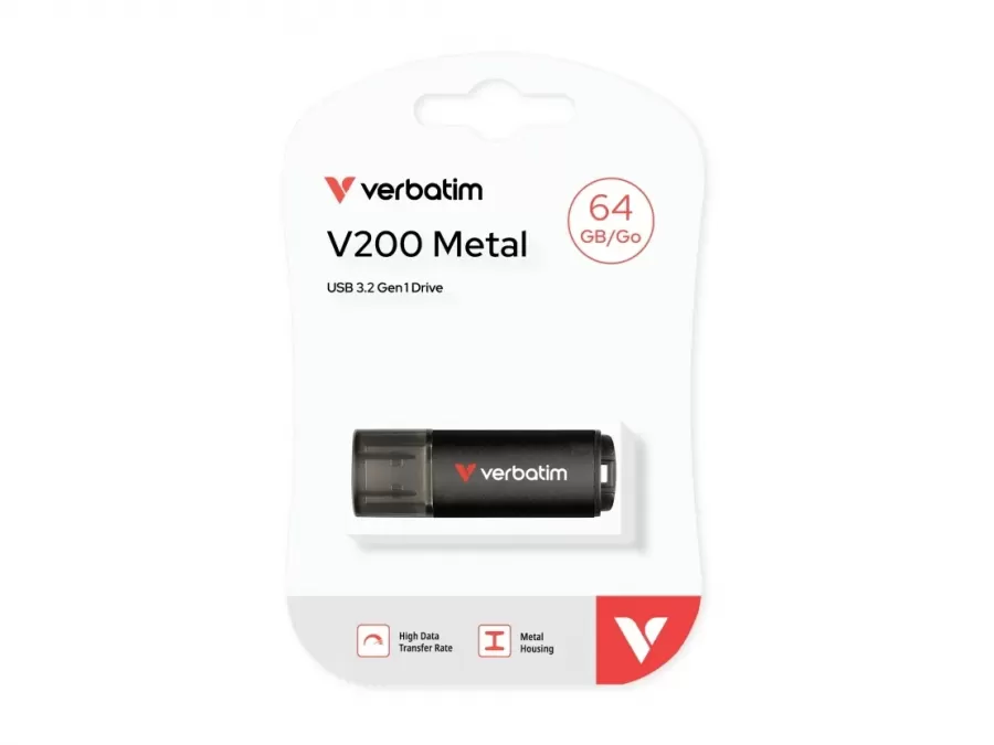Memorie USB Verbatim V200 Metal 128GB USB 3.2 Gen 1 Negru — imaginea 5