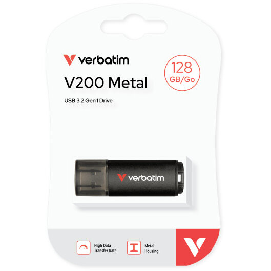 Memorie USB Verbatim V200 Metal 128GB USB 3.2 Gen 1 Negru — imaginea 6