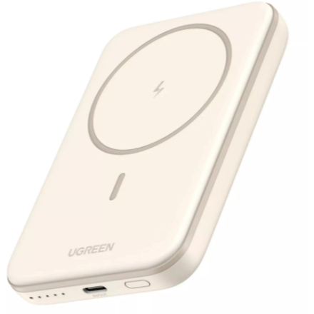 Baterie Externa MagSafe 5.000mAh  Wireless  PD 15W  Qi 7.5W  USB-C  Bej