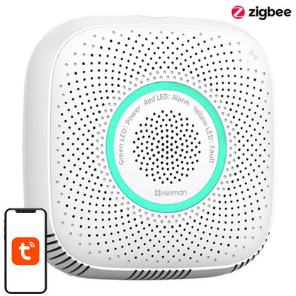 Senzor Inteligent de Scurgere a Gazelor Naturale WS2CG WiFi Aplicatia Tuya LED Alb