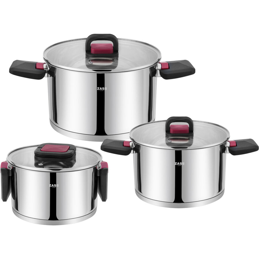 Set de Gătit Zass Gourmet ZG-SCS 04 din Inox cu Capac 6 Piese Argintiu