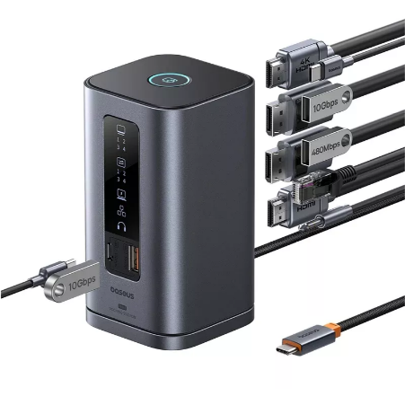 Statie Incarcare Spacemate 11 in 1 RJ45  HDMI  DP  USB-A  USB-C  Audio Out 3.5mm Gri