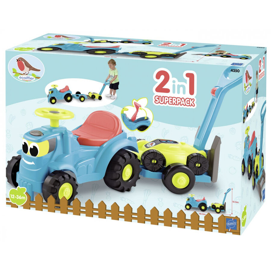 Set Tractor ride cu remorca si cositoare
