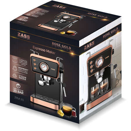 Espressor Manual Zass Rose Gold ZEM 20 Compatibil cu Capsule