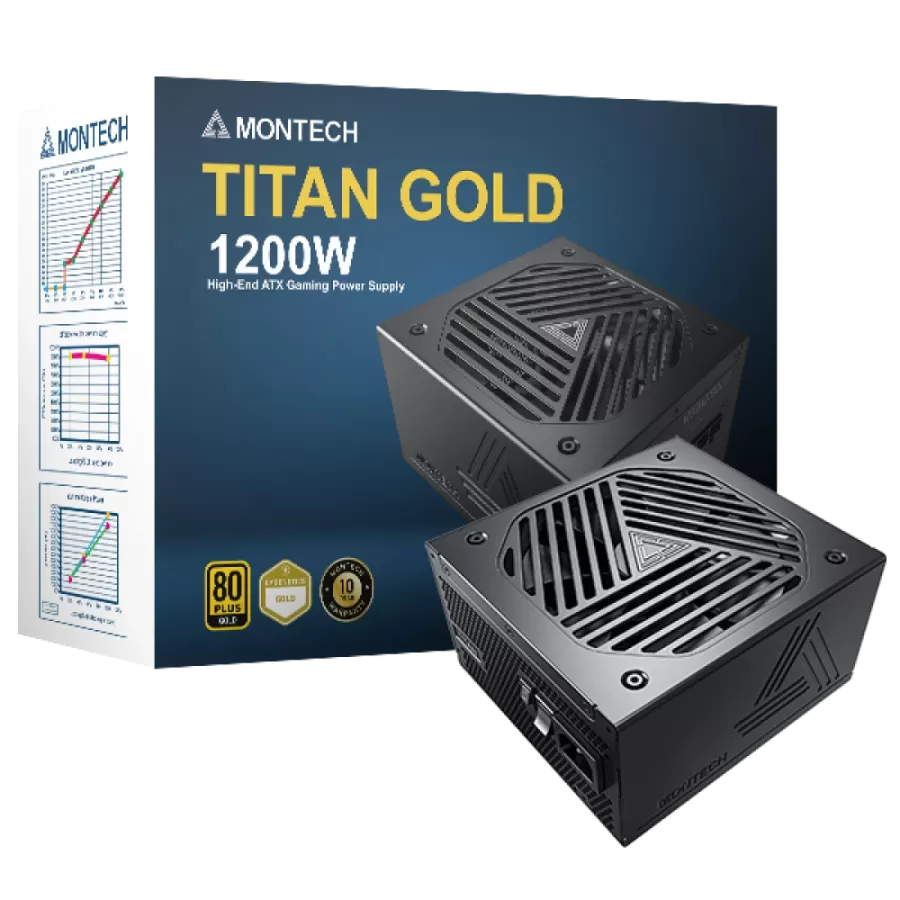 Sursa PC Montech Titan Gold 1200W 80 PLUS & Cybenetics Gold Modulară PCIe 5.0 Negru