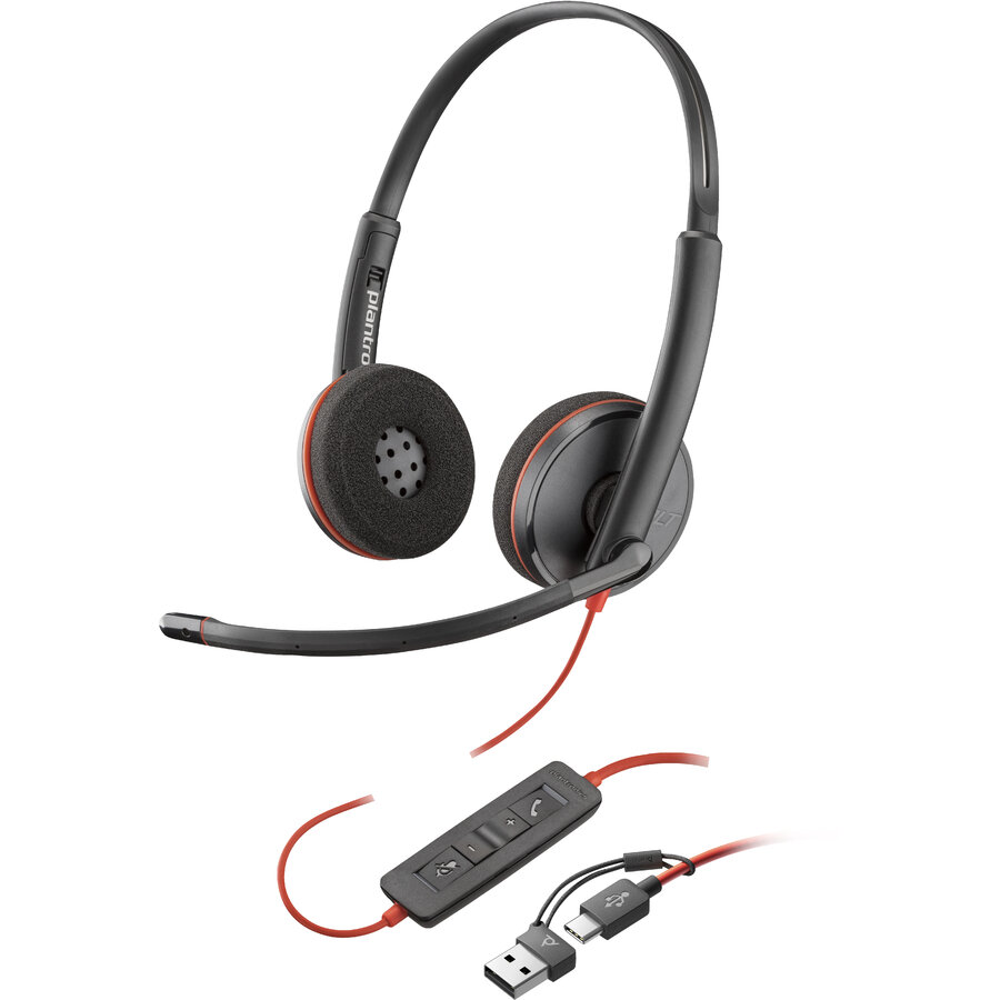Casca Call Center Poly Blackwire 3220 Stereo, USB-A/USB-C, On-ear, Microfon (Bulk) - imagine 2