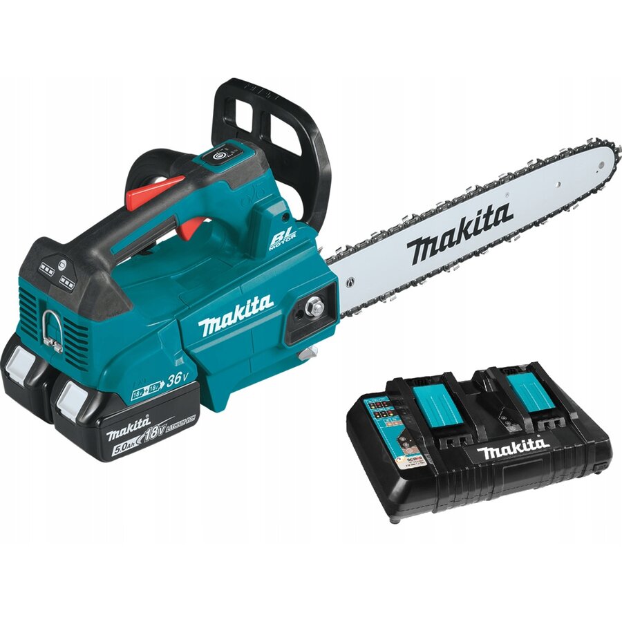 Fierastrau Electric cu Lant DUC406PT2B Lama 40CM cu 2 Acumulatori 18V 5 Ah si Incarcator Albastru/Negru