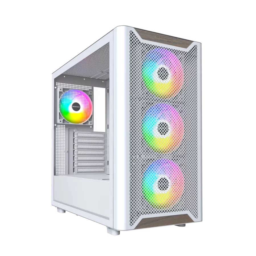 Carcasa PC Montech XR Wood Midi-Tower ATX ARGB Tempered Glass Alb