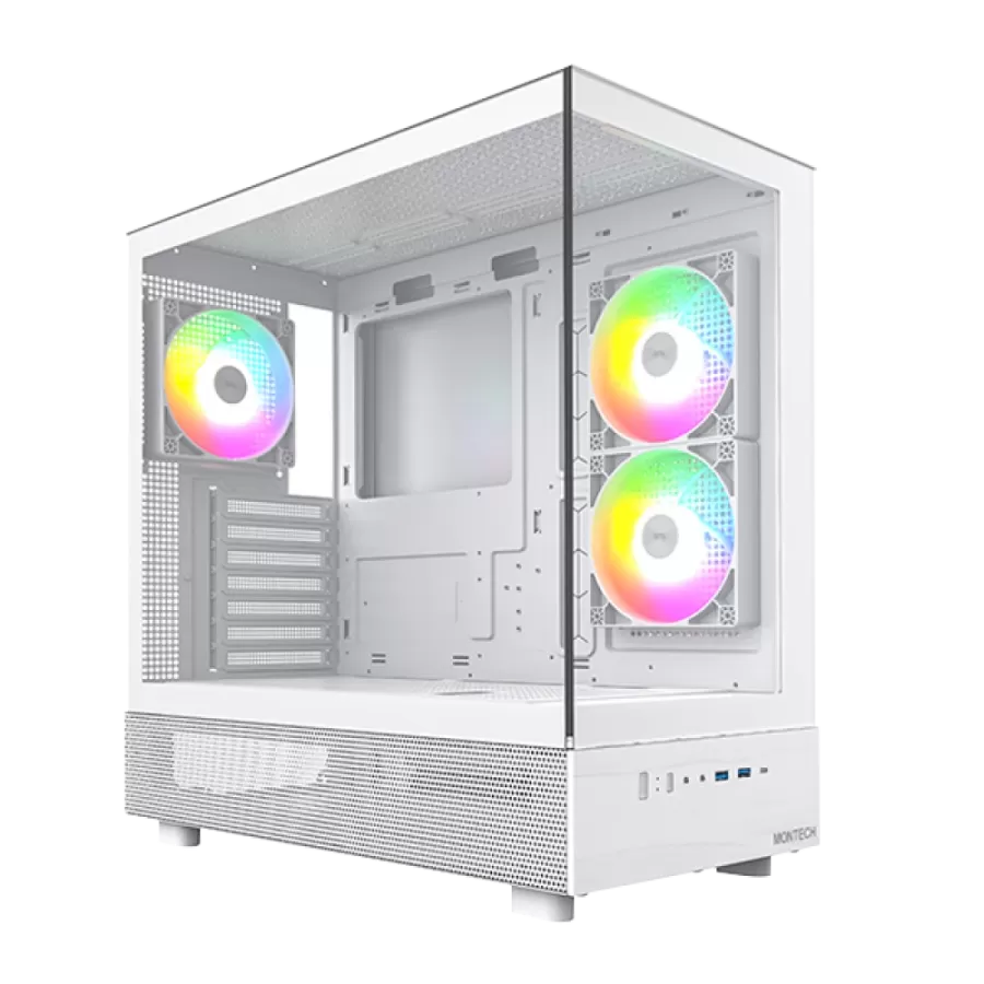 Carcasa PC Montech XR Midi-Tower Tempered Glass 3 Ventilatoare ARGB PWM Preinstalate Alb