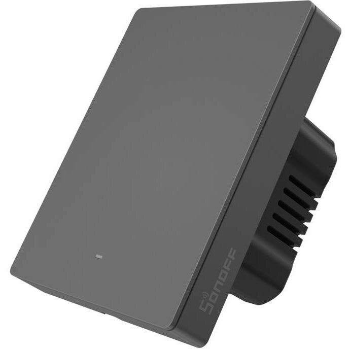 Întrerupător Sonoff M5-1C-80, 1 canal, 2200W, 10A, Control vocal, WiFi, Negru grafit