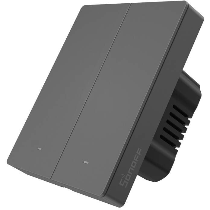 Întrerupător Sonoff M5-2C-80, 2 canale, 2x 1100W, 2x 5A, Control vocal, WiFi, Negru grafit