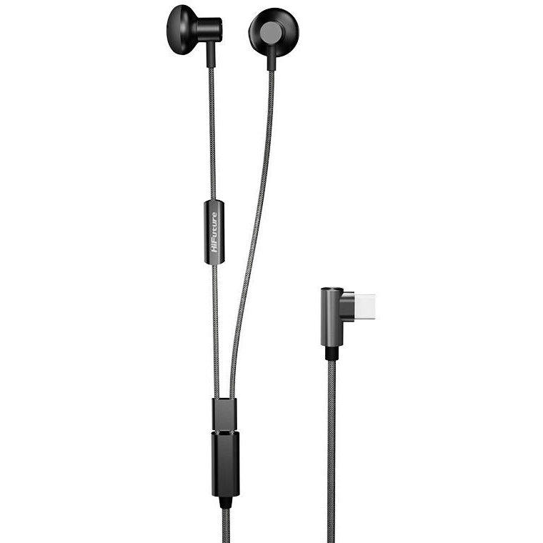 Casti audio cu microfon HiFuture Mi5, In-ear, Control pe fir, USB-C, Lungime cablu 1.2m, Negru - imagine 2