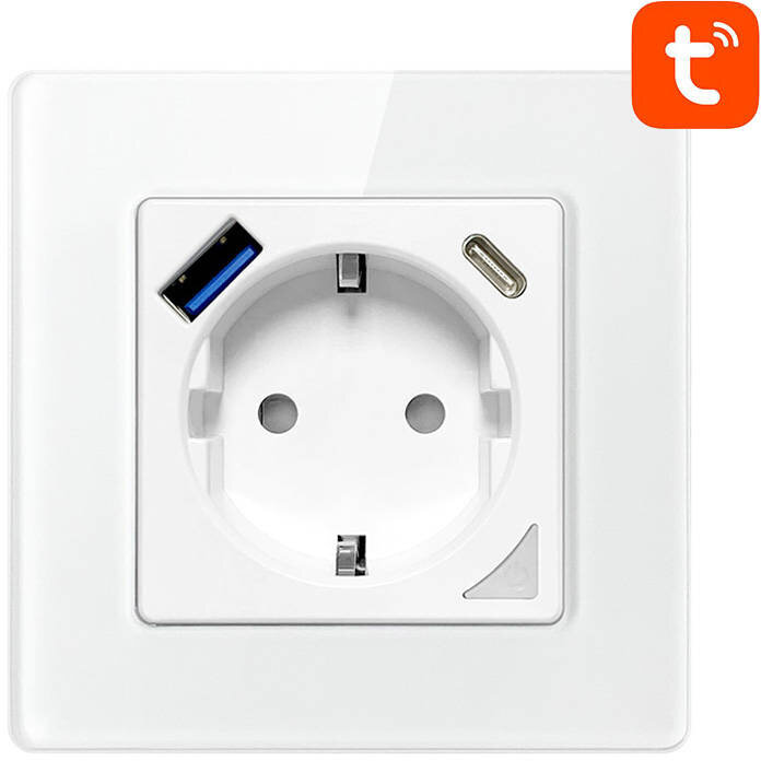 N-WOT10-USB-W 3680W 16A Port USB/USB-C WiFi Tuya Alb