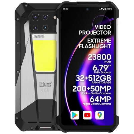 Smartphone iHunt Tank 3 PRO 5G Dual SIM 6.79Inch Videoproiector Laser Integrat 16GB 512GB Negru/Gri