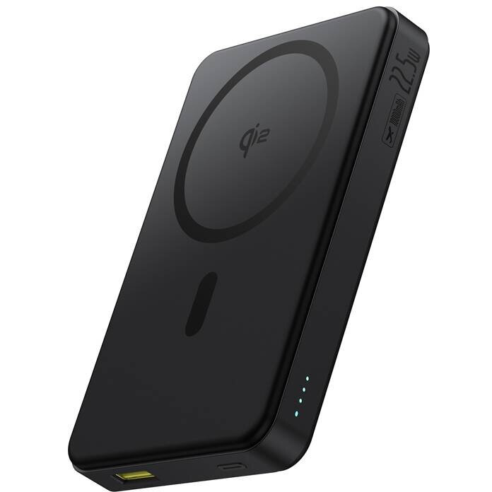 Acumulator extern Airpow2 Qi2 Magnetic, 10000mAh, 22.5W, USB/USB-C, Cablu USB-C inclus, Negru