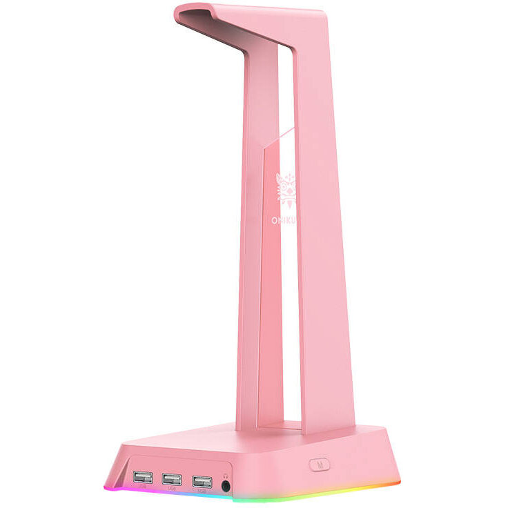 Stand pentru Căști Onikuma ST-2 Iluminare RGB 3x USB 2.0 1x 3.5MM Lungime Cablu 1.1M Roz