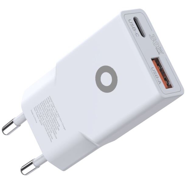 Incarcator Slim MO16, USB/USB-C, 30W, Alb