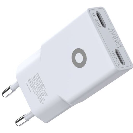 Incarcator Slim MO18, 2 x USB-C, 30W, Alb