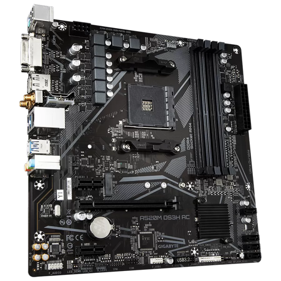 Placa De Baza Gigabyte A520M DS3H AC AM4 AMD A520 Micro-ATX DDR4