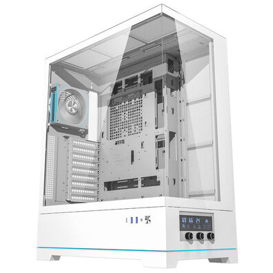 Carcasa pentru Computer DY451L PRO ATX Iluminare Fundal ARGB + 1 Ventilator Alb